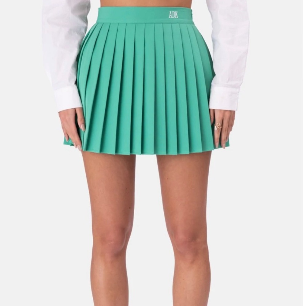**BLACK** leather plated skirt